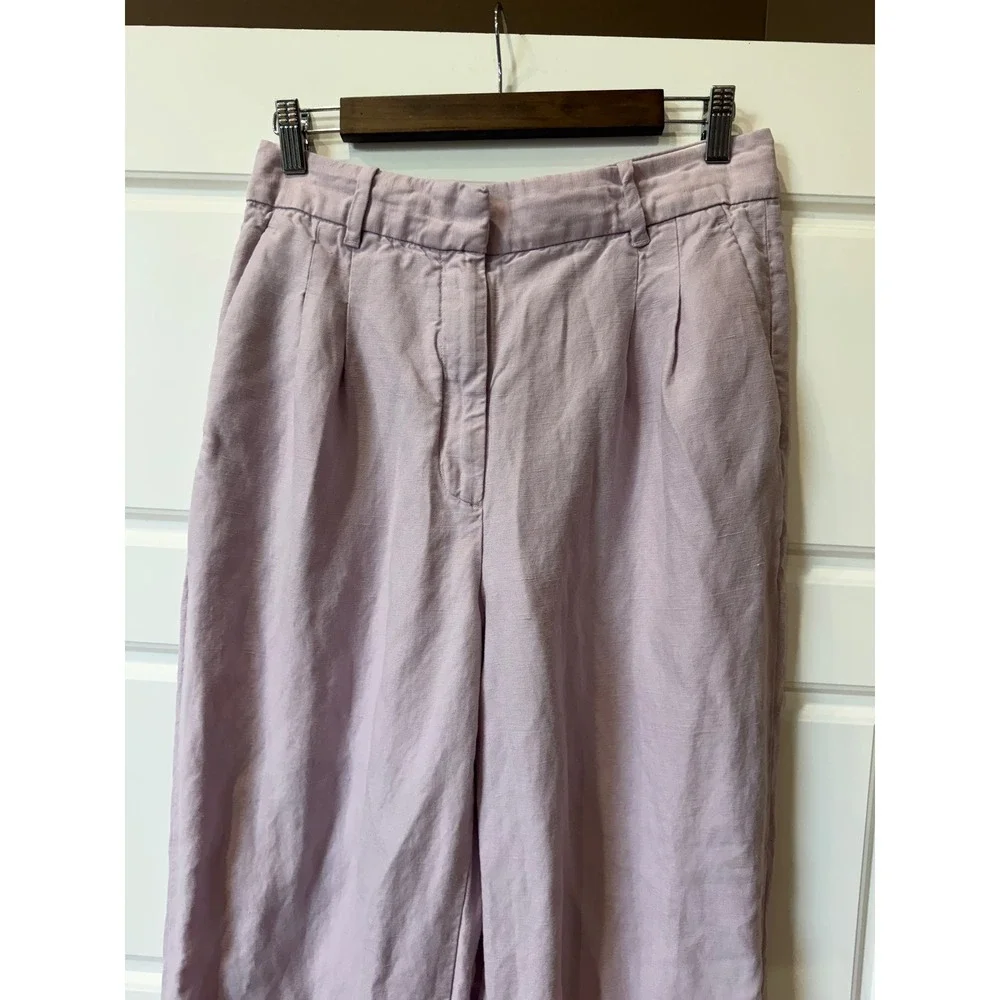 Wilfred Lavender Purple Effortless Pant High Waisted Linen Blend 10 Minimalist
